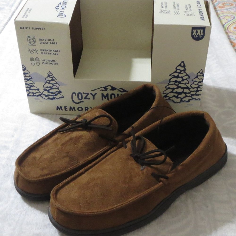 COZY MOUNTAIN SIZE XXL(15-16)MEN'S MEMORY FOAM INDOOR/OUTDOOR HOUSE SLIPPERS/NEW